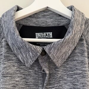 Duluth Trading Co Men XL  Heathered Gray Black Mesh Short Sleeve Polo